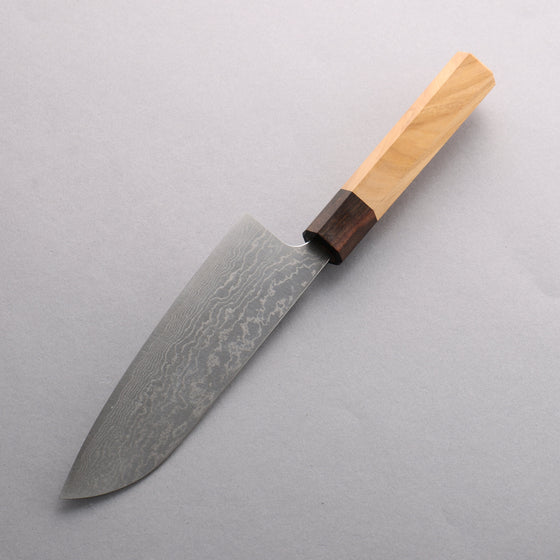 Anryu VG10 Migaki Finished Damascus Santoku 170mm Keyaki (Japanese Elm) Handle - Seisuke Knife