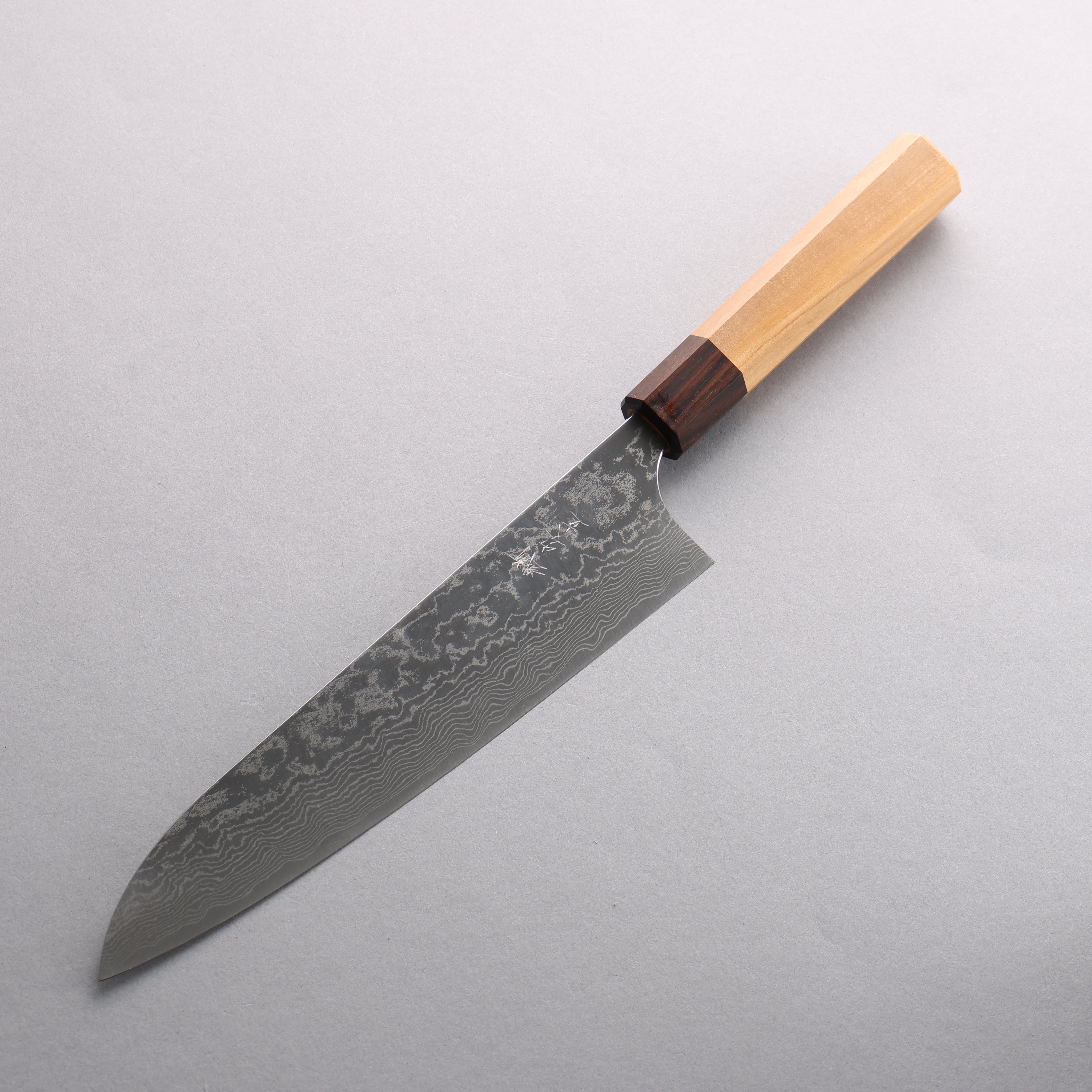 Anryu VG10 Migaki Finished Damascus Gyuto 210mm Keyaki Elm Handle - Seisuke Knife