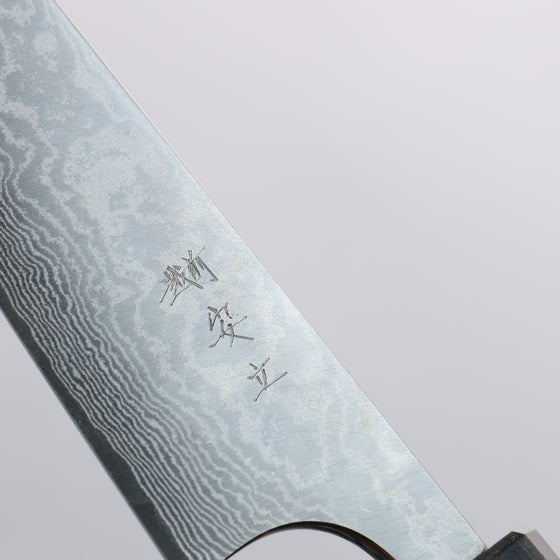 Anryu VG10 Migaki Finished Damascus Petty-Utility 120mm Keyaki (Japanese Elm) Handle - Seisuke Knife