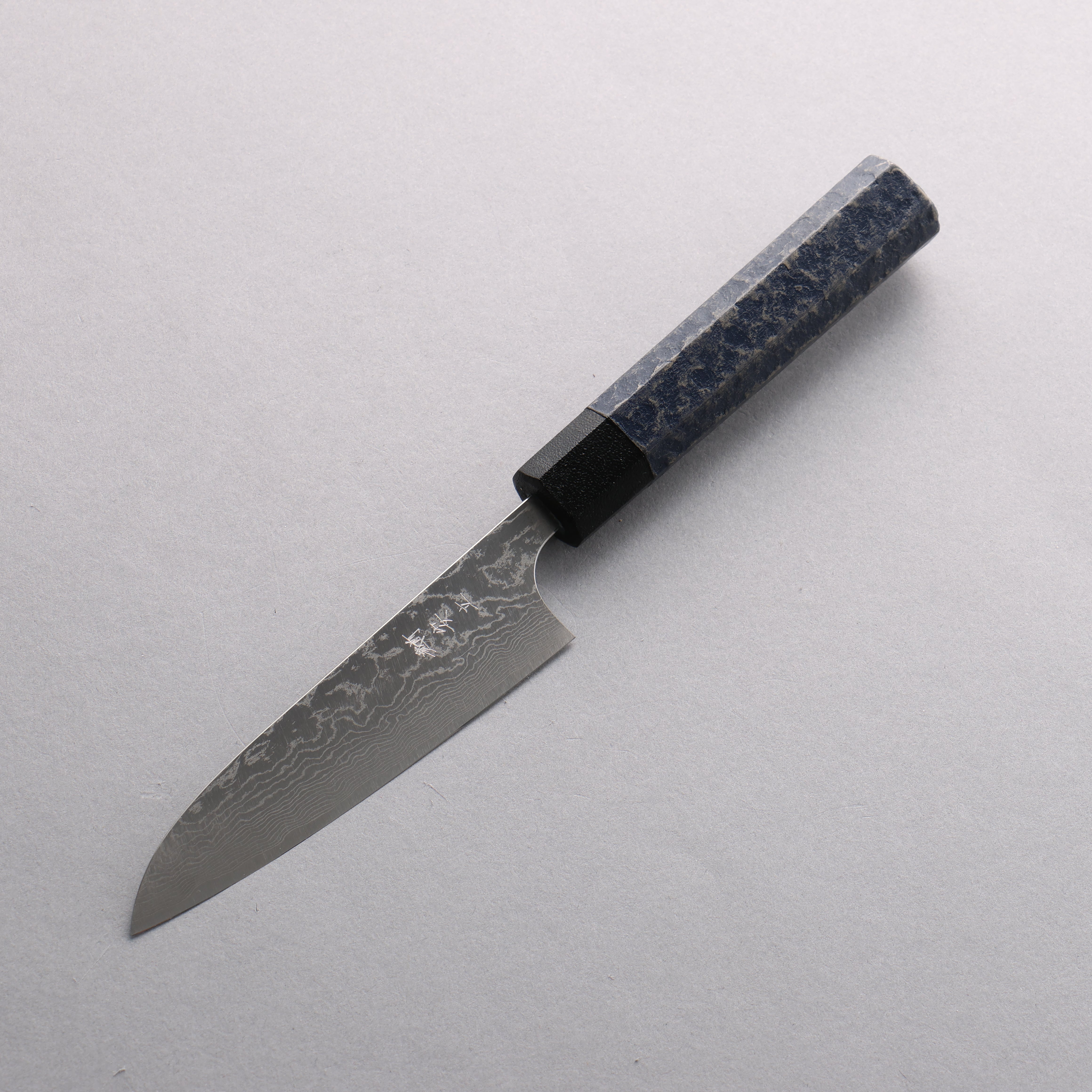 Anryu VG10 Migaki Damascus Petty-Utility 120mm Indigo Color Lacquered Handle - Seisuke Knife