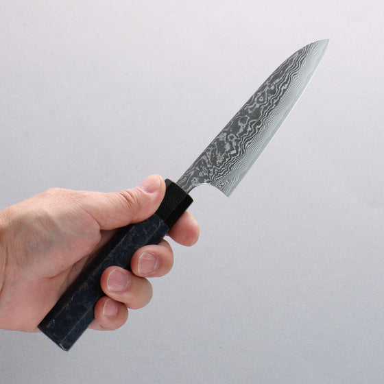 Anryu VG10 Migaki Finished Damascus Petty-Utility 120mm Indigo Color Lacquered Handle - Seisuke Knife