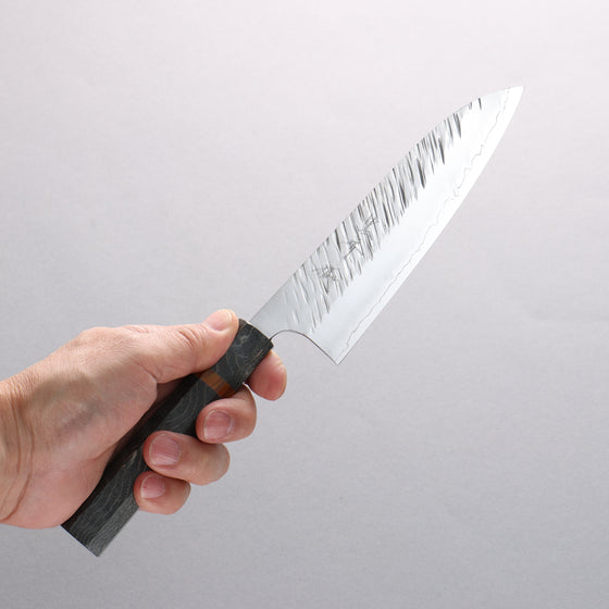 Yu Kurosaki Fujin SG2 Hammered Small Santoku 150mm Stabilized wood (With Acrylic Ring) Handle - Seisuke Knife