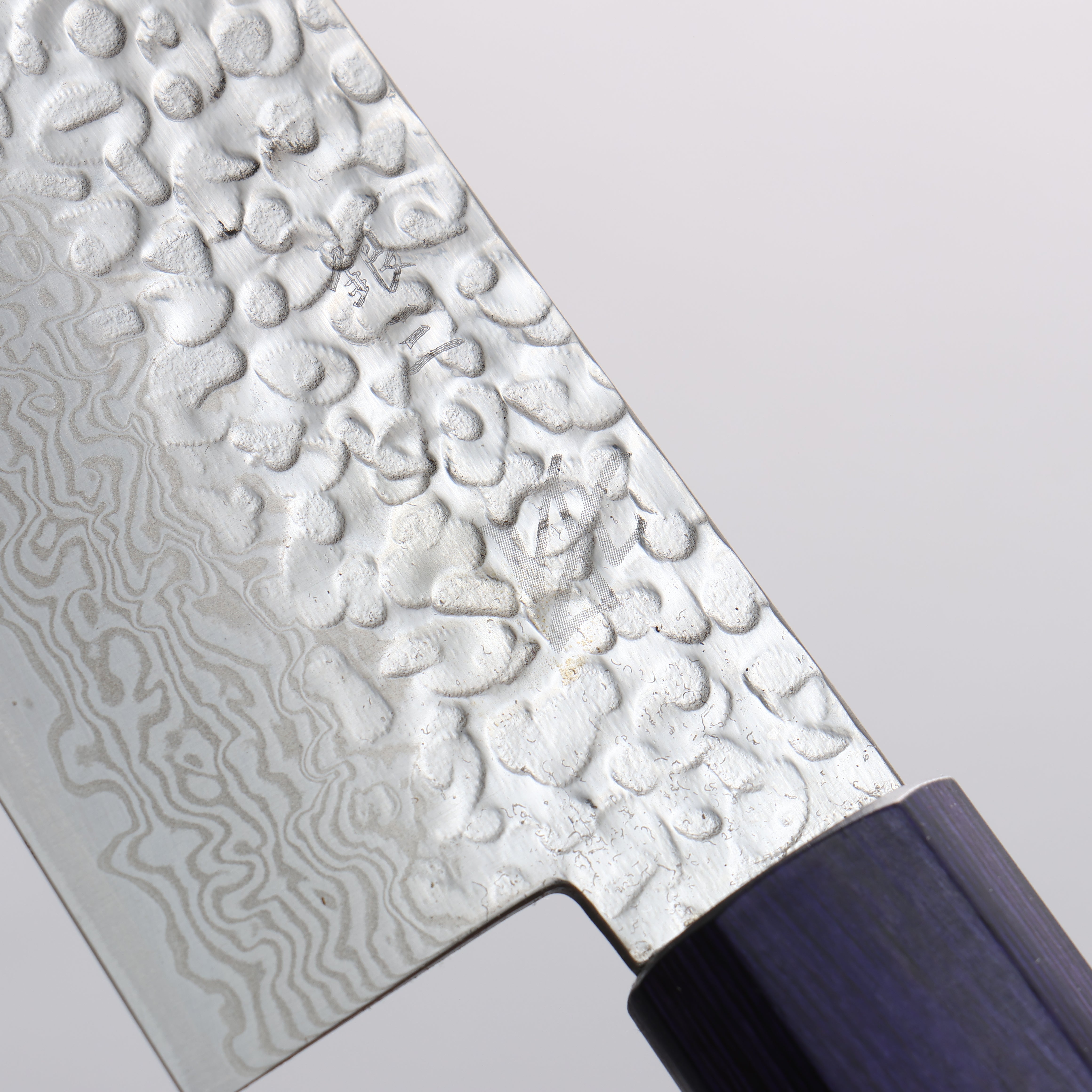 Seisuke Silver Steel No.3 Hammered Damascus Bunka 180mm Walnut (With Double Blue Pakka wood) Handle - Seisuke Knife