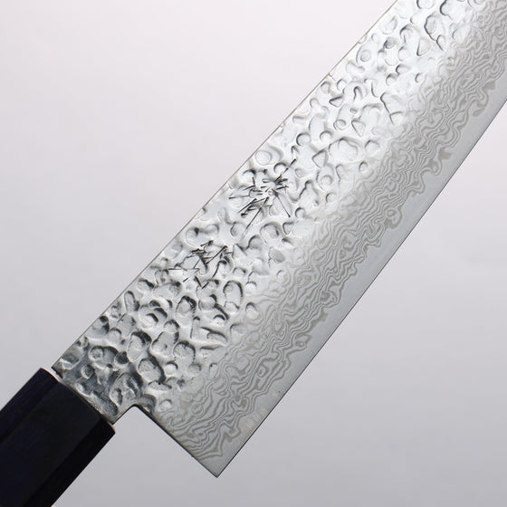 Seisuke Silver Steel No.3 Hammered Damascus Bunka 170mm Walnut (With Double Blue Pakka wood) Handle - Seisuke Knife