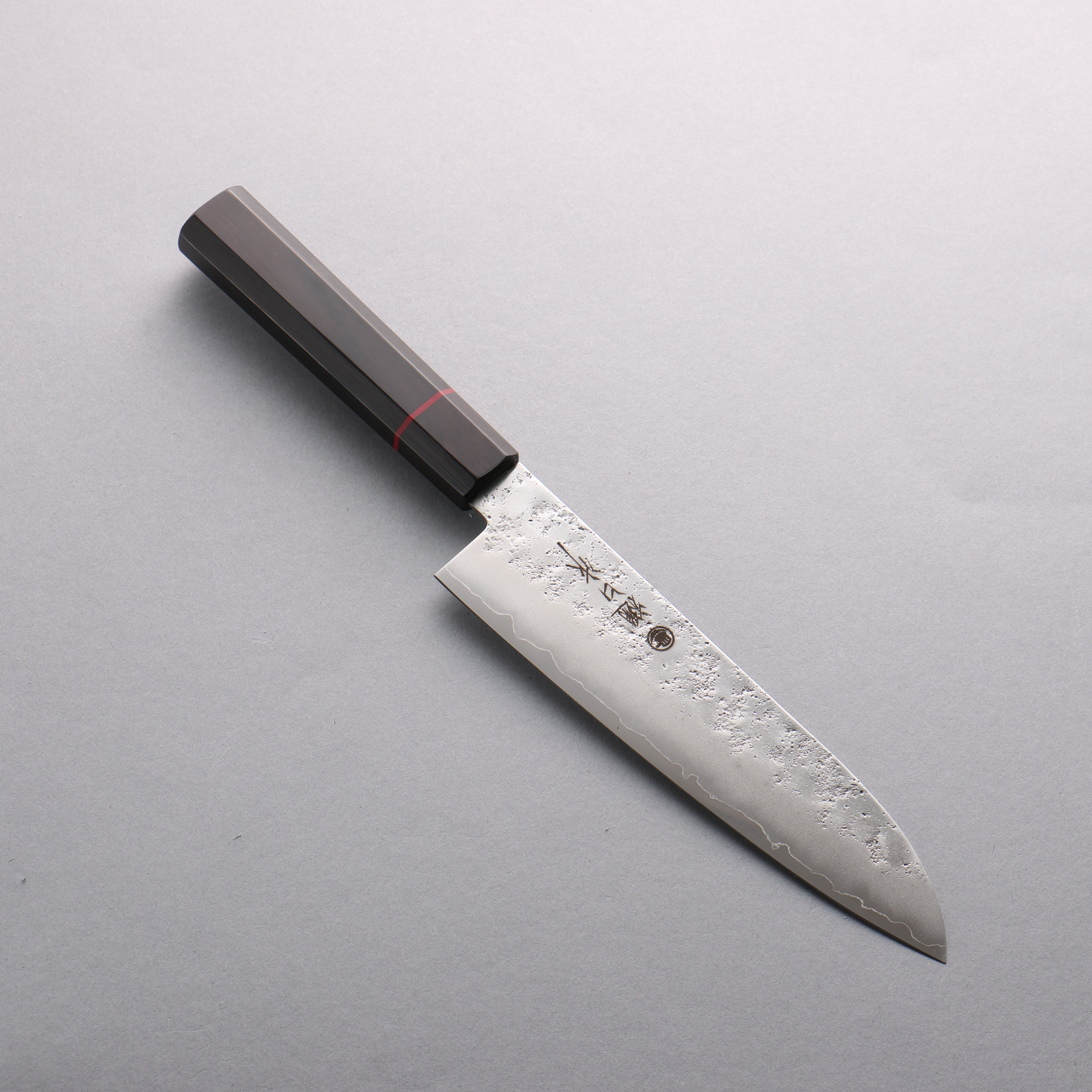 Higuchi Silver Steel No.3 Nashiji Santoku 180mm Black Pakkawood Handle - Seisuke Knife