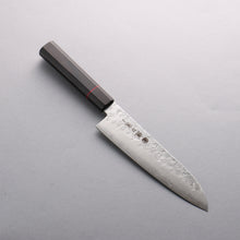  Higuchi Silver Steel No.3 Nashiji Santoku 180mm Black Pakka wood Handle - Seisuke Knife