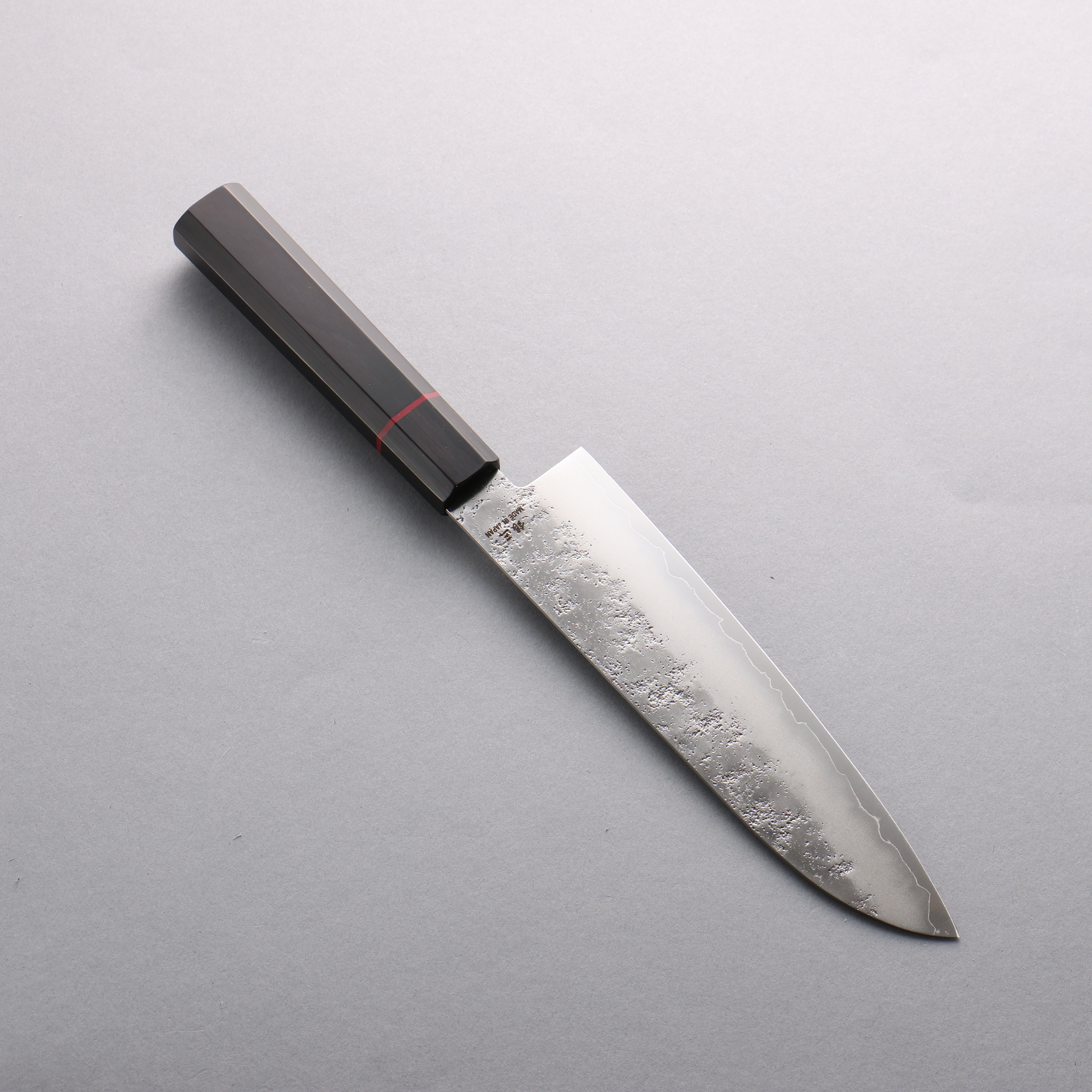 Higuchi Silver Steel No.3 Nashiji Santoku 180mm Black Pakkawood Handle - Seisuke Knife