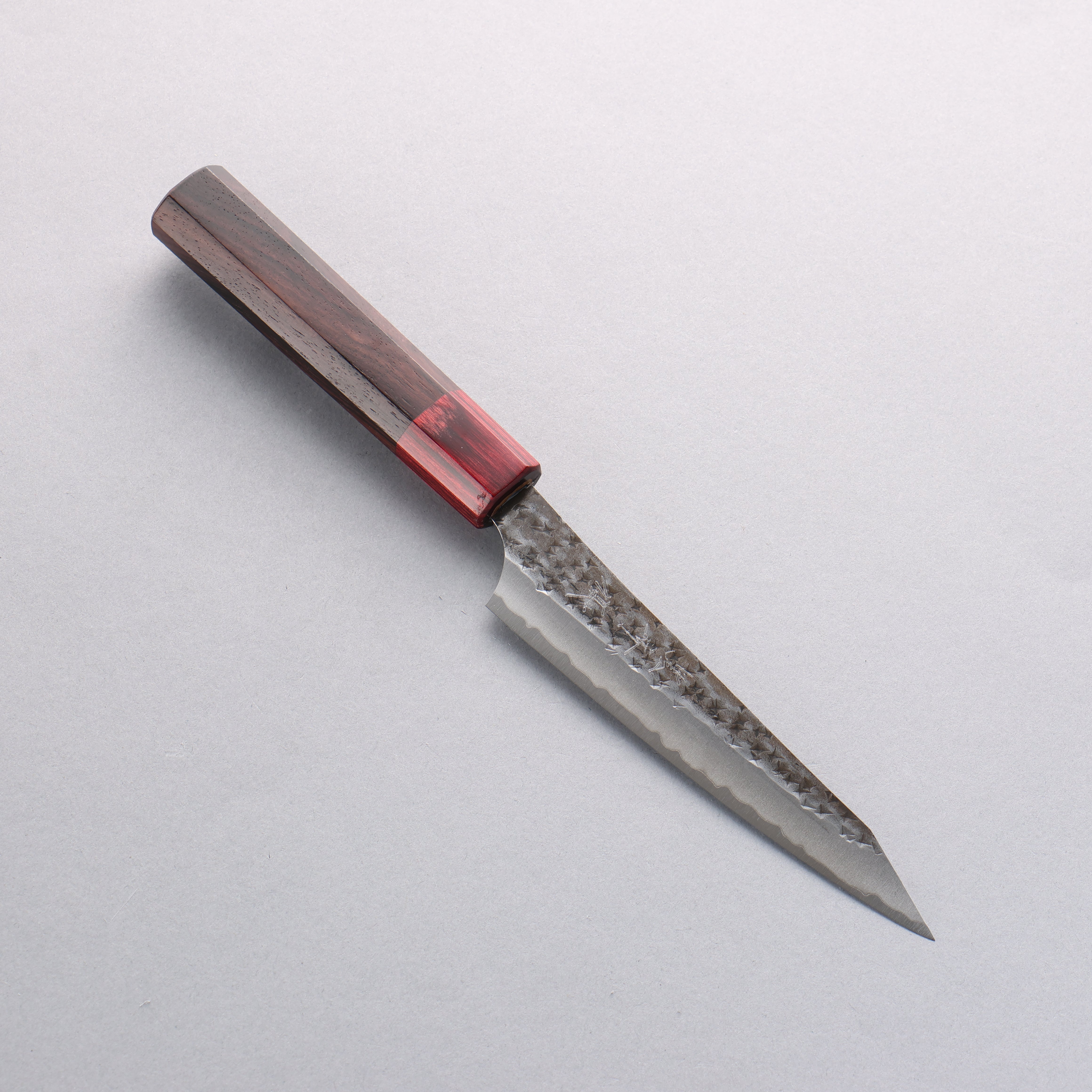 Yu Kurosaki Senko Ei Blue Super Hammered Kurouchi Petty-Utility 130mm Shitan & Red Pakkawood Handle - Seisuke Knife