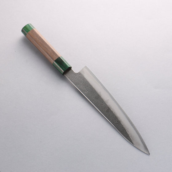 Seisuke Blue Super Hammered Gyuto 210mm with Walnut & Double Green Pakkawood Handle - Seisuke Knife