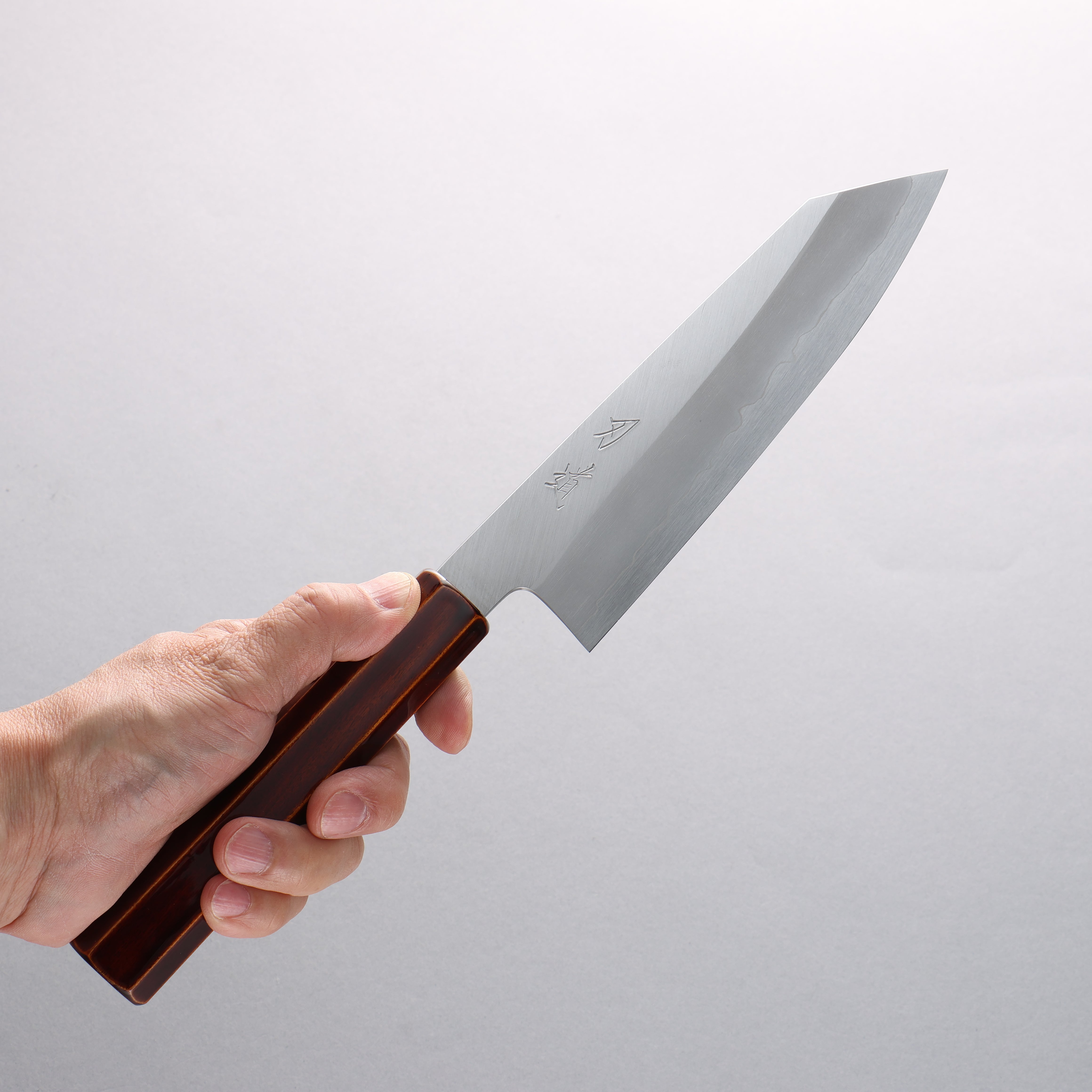 Hado Silver Steel No.3 Migaki Kiritsuke Santoku 180mm Kijiro-Nuri Lacquered Handle - Seisuke Knife