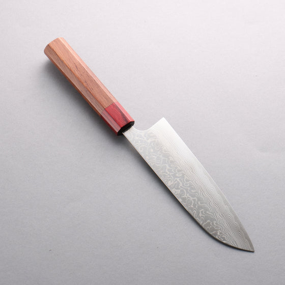 Yoshimi Kato SG2 Damascus Migaki Polish Finish Santoku 170mm Honduras (ferrule: Red Pakka wood) Handle - Seisuke Knife