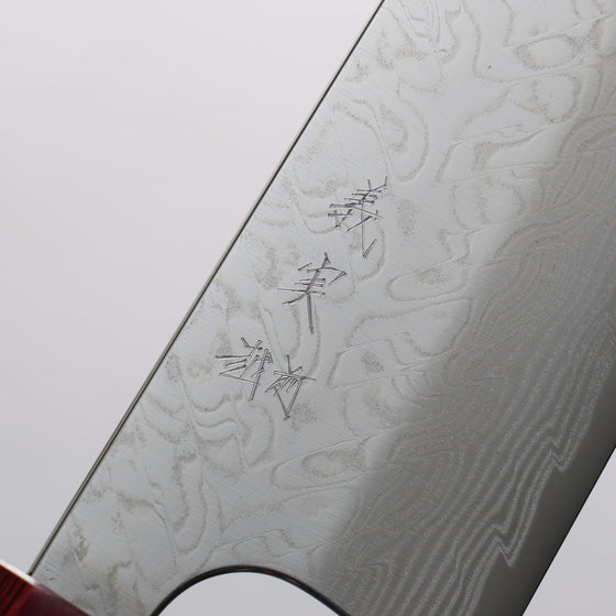 Yoshimi Kato SG2 Damascus Migaki Polish Finish Santoku 170mm Honduras (ferrule: Red Pakka wood) Handle - Seisuke Knife