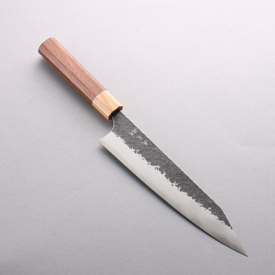 Yoshimi Kato Blue Super Hammered(square) Black Finished Kiritsuke Gyuto 210mm Honduras (ferrule: White Pakka wood) Handle - Seisuke Knife