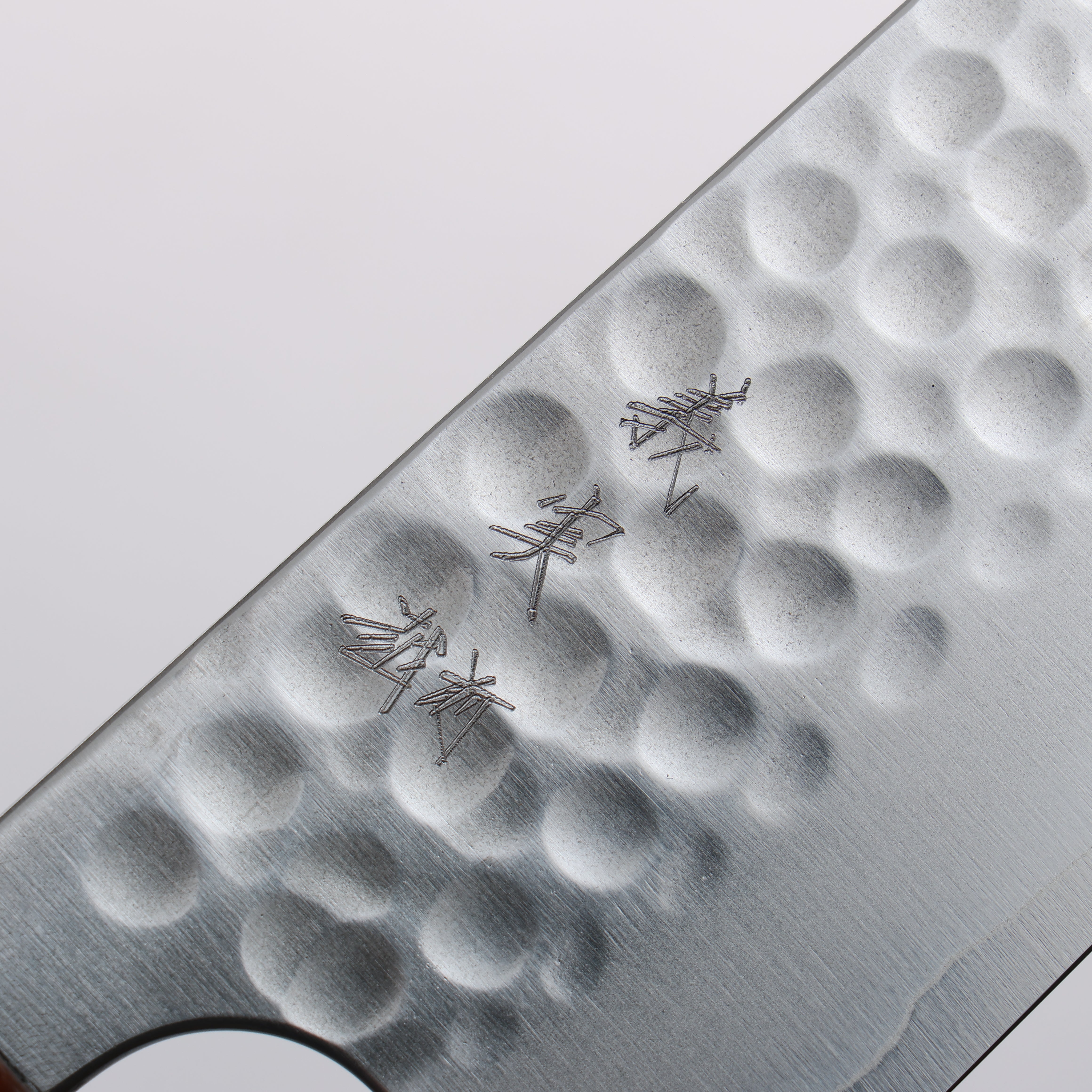 Yoshimi Kato Silver Steel No.3 Hammered(Maru) Migaki Finished Santoku 170mm Ebony (ferrule: Orange Resin) Handle - Seisuke Knife