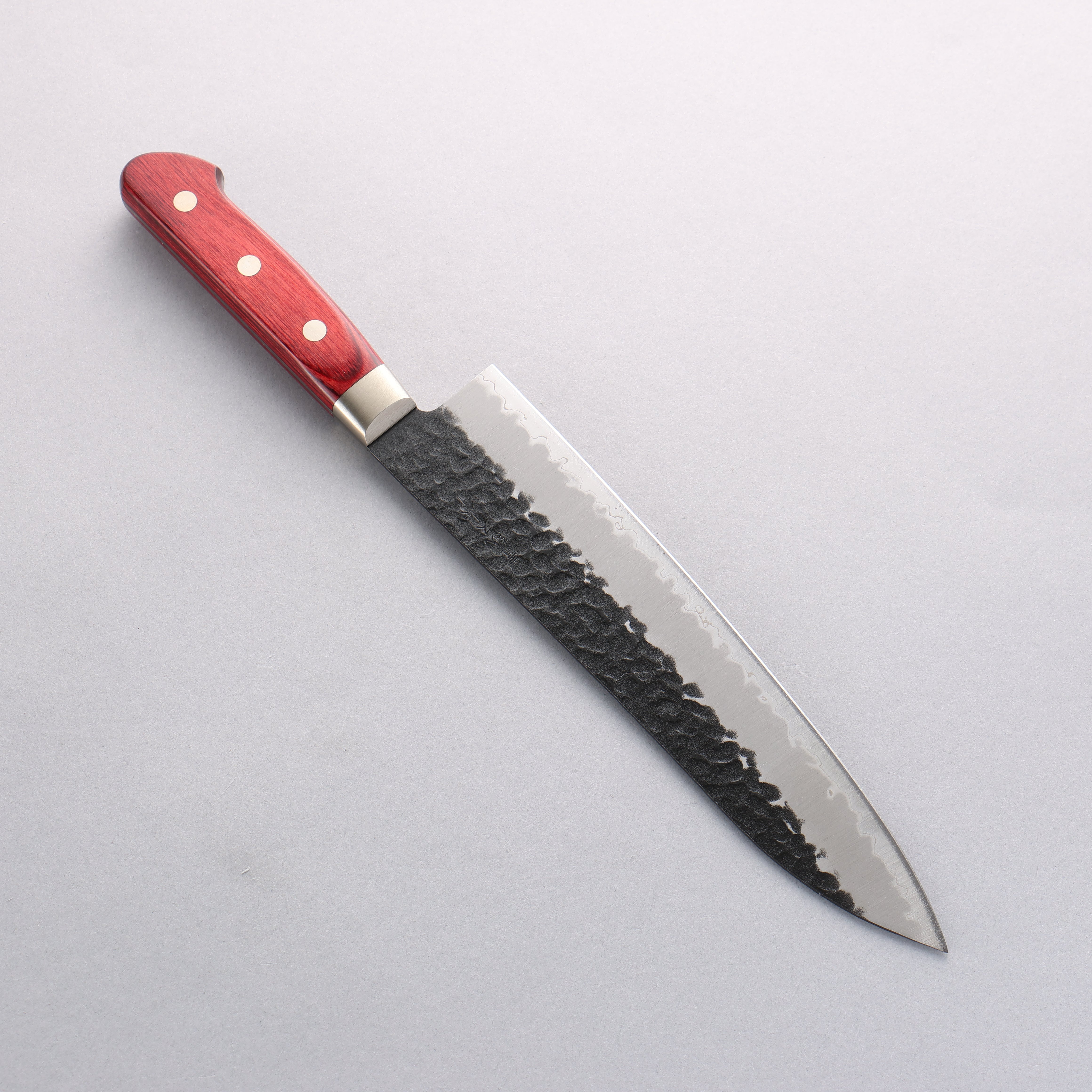 Seisuke Kurobeni Blue Super Hammered Kurouchi Gyuto 210mm Red Pakka wood Handle - Seisuke Knife