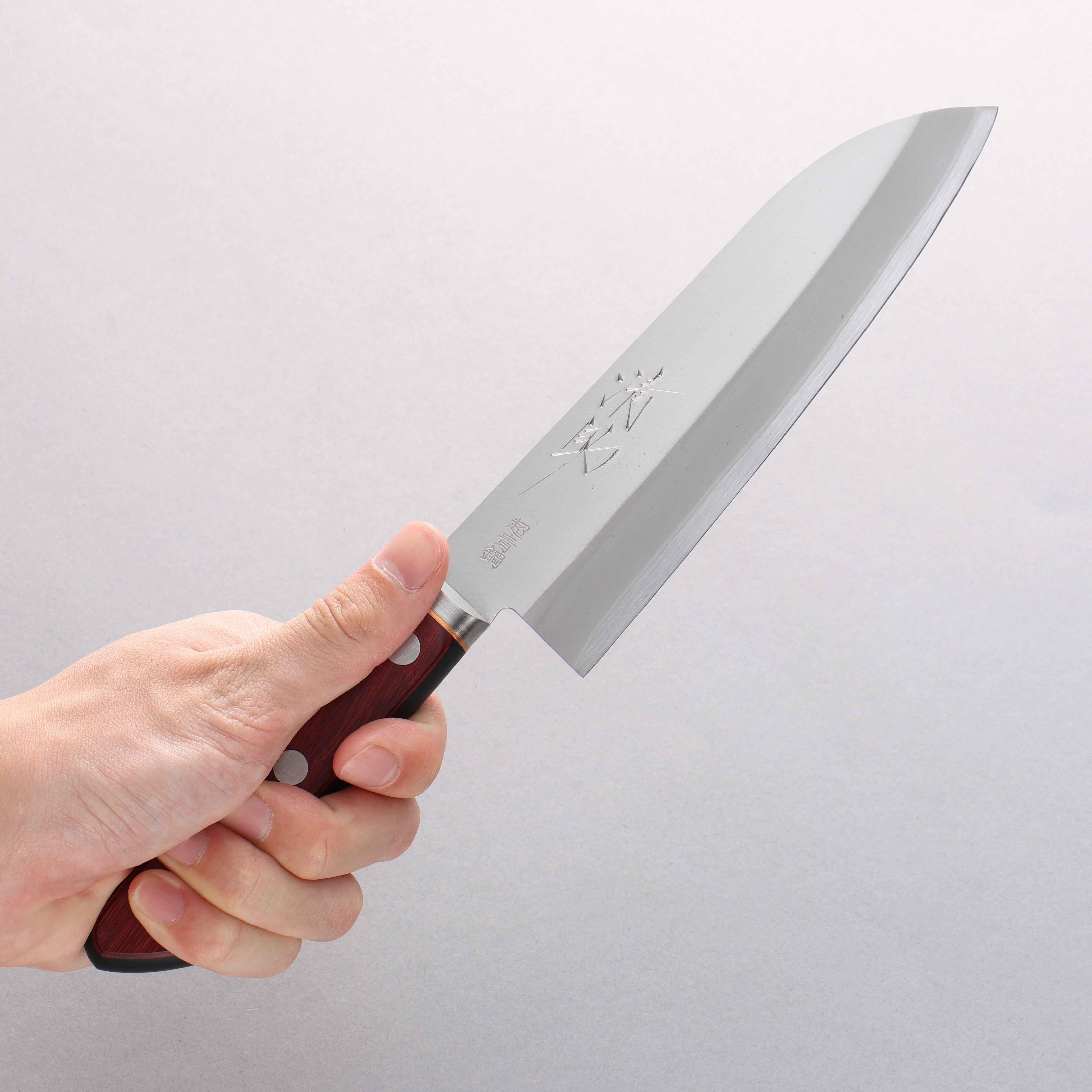 Seisuke Blue Super Migaki Finished Santoku 170mm Red and Black Pakka wood Handle - Seisuke Knife