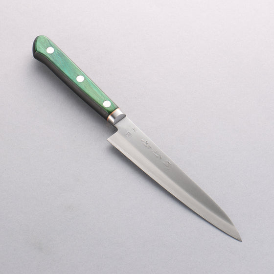 Sakai Kikumori Blue Steel No.1 Petty-Utility 150mm Green Pakka wood Handle - Seisuke Knife