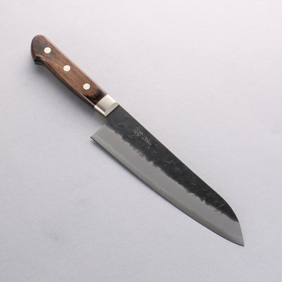 Seisuke Blue Super Black Santoku 180mm Brown Pakka wood Handle - Seisuke Knife