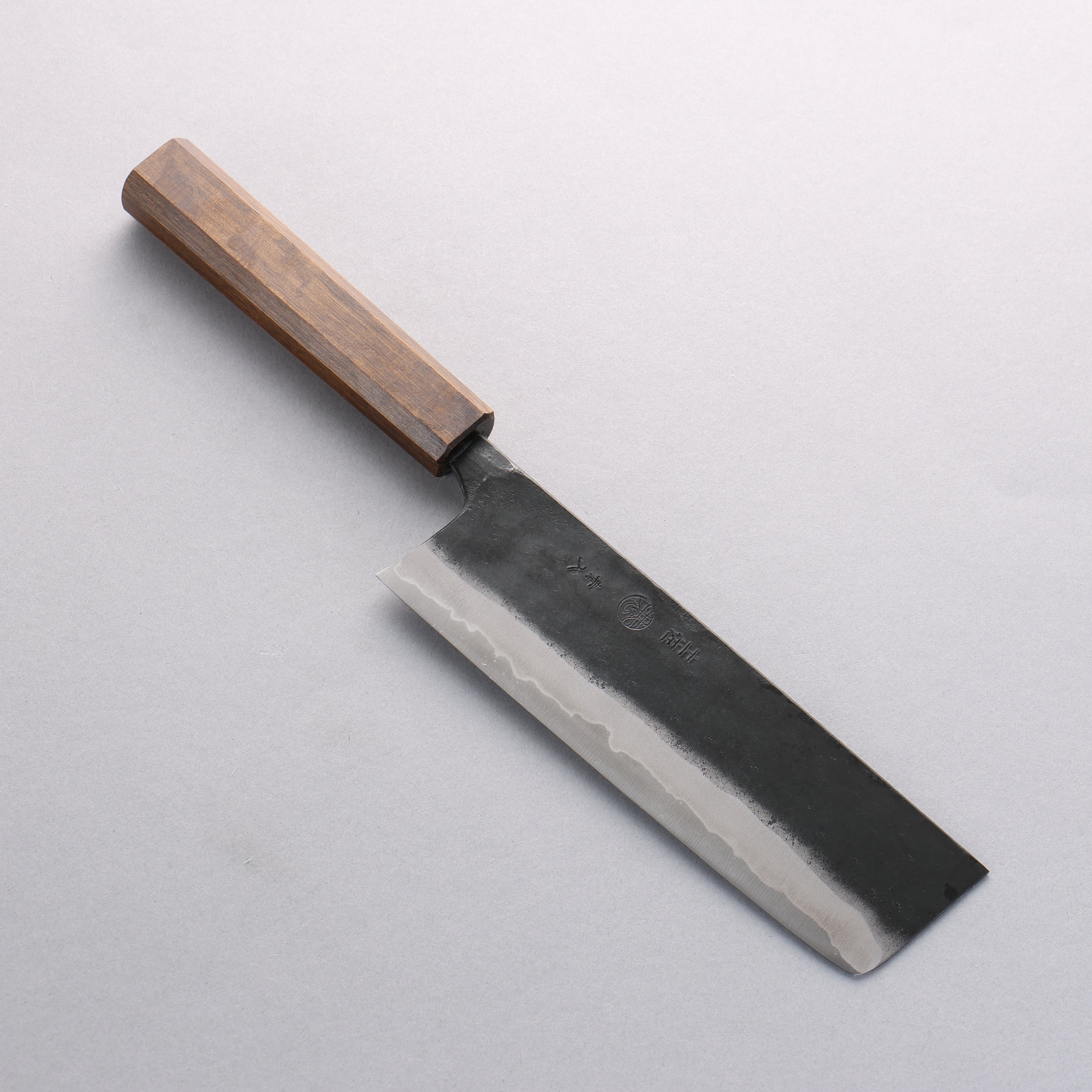 Kyohei Shindo Blue Steel Black Finished Nakiri 170mm Live oak Lacquered Handle - Seisuke Knife