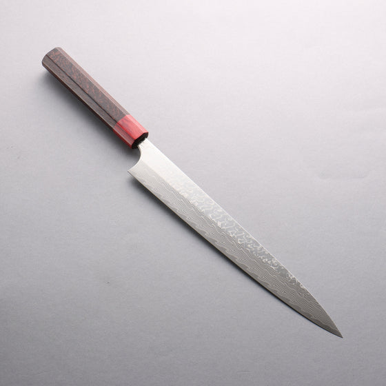 Yoshimi Kato SG2 Damascus Migaki Finished Sujihiki 270mm Honduras (ferrule: Red Pakka wood) Handle - Seisuke Knife