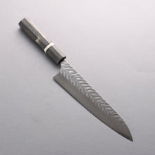  Yoshimi Kato SG2 Hammered (V) Gyuto 210mm Gray Stablilized Wood (White Ring) Handle - Seisuke Knife