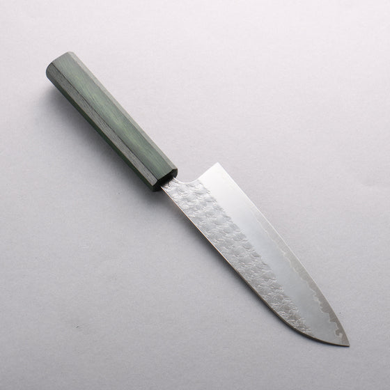 Yoshimi Kato Minamo SG2 Hammered Santoku 170mm Oak (Green laquered) Handle - Seisuke Knife