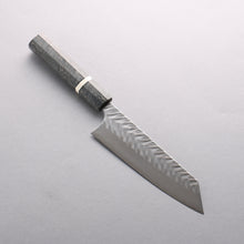  Yoshimi Kato SG2 Hammered (V) Bunka 170mm Gray Stablilized Wood (White Ring) Handle - Seisuke Knife