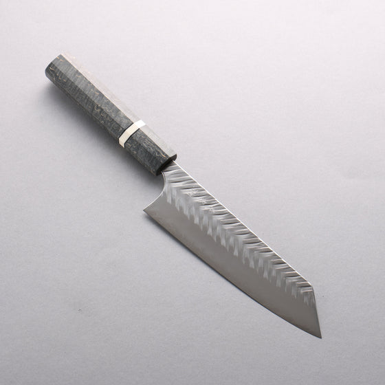 Yoshimi Kato SG2 Hammered (V) Bunka 170mm Gray Stablilized Wood (White Ring) Handle - Seisuke Knife