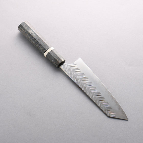 Yoshimi Kato SG2 Hammered (V) Bunka 170mm Gray Stablilized Wood (White Ring) Handle - Seisuke Knife