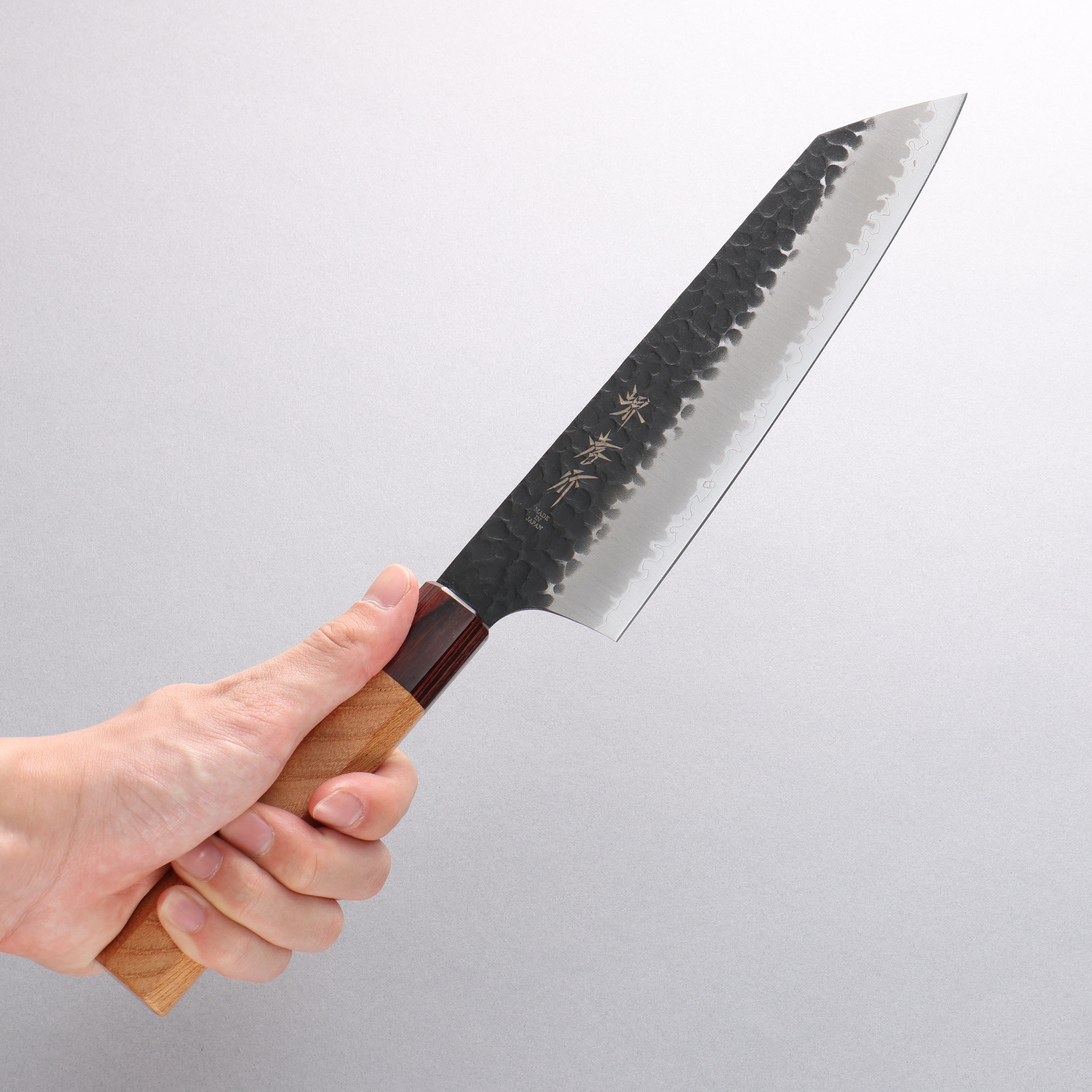 Sakai Takayuki Blue Super Hammered Black Finished Kengata Gyuto 190mm - Seisuke Knife