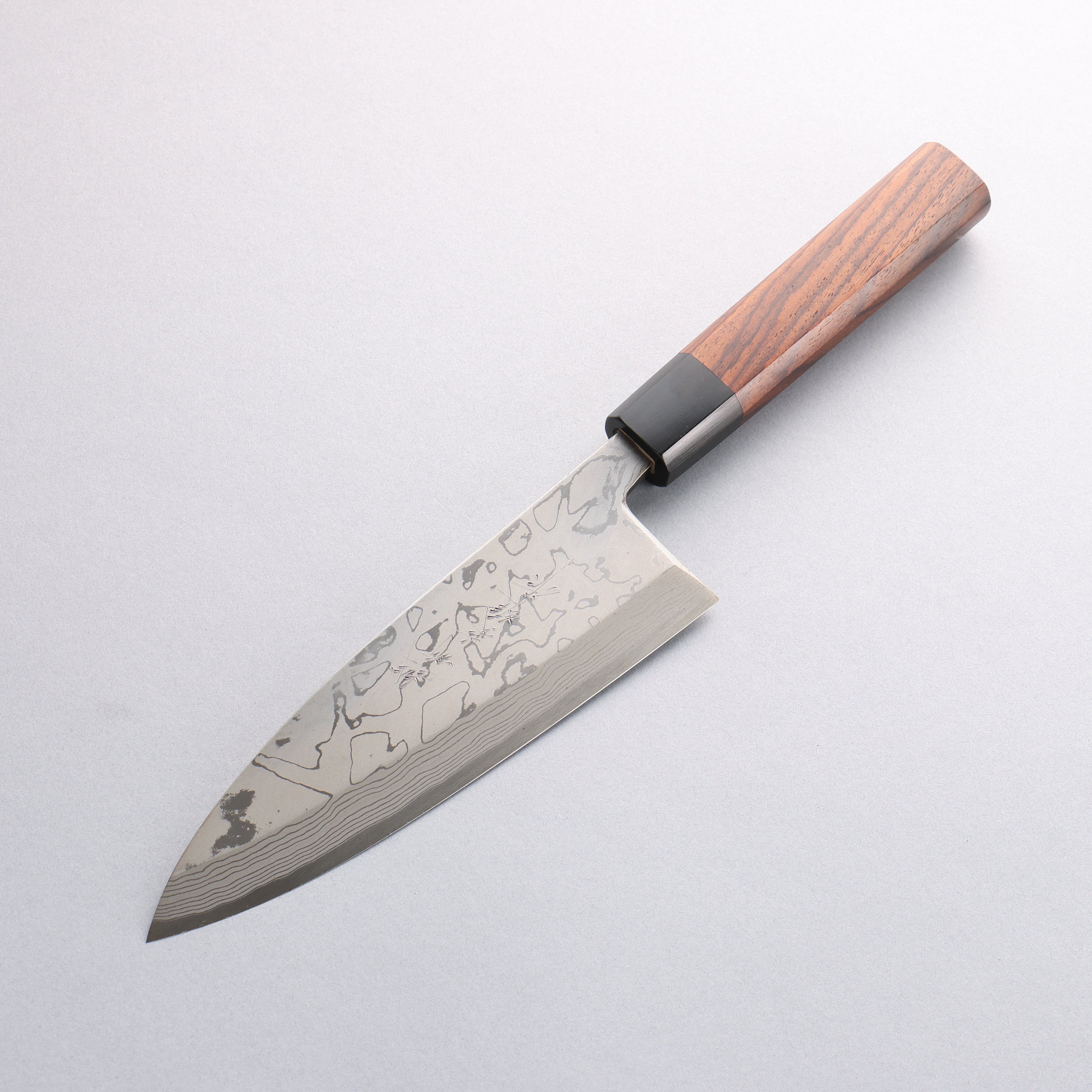 [Left Handed] Hideo Kitaoka White Steel No.2 Damascus Deba Japanese Chef Knife 180mm - Seisuke Knife
