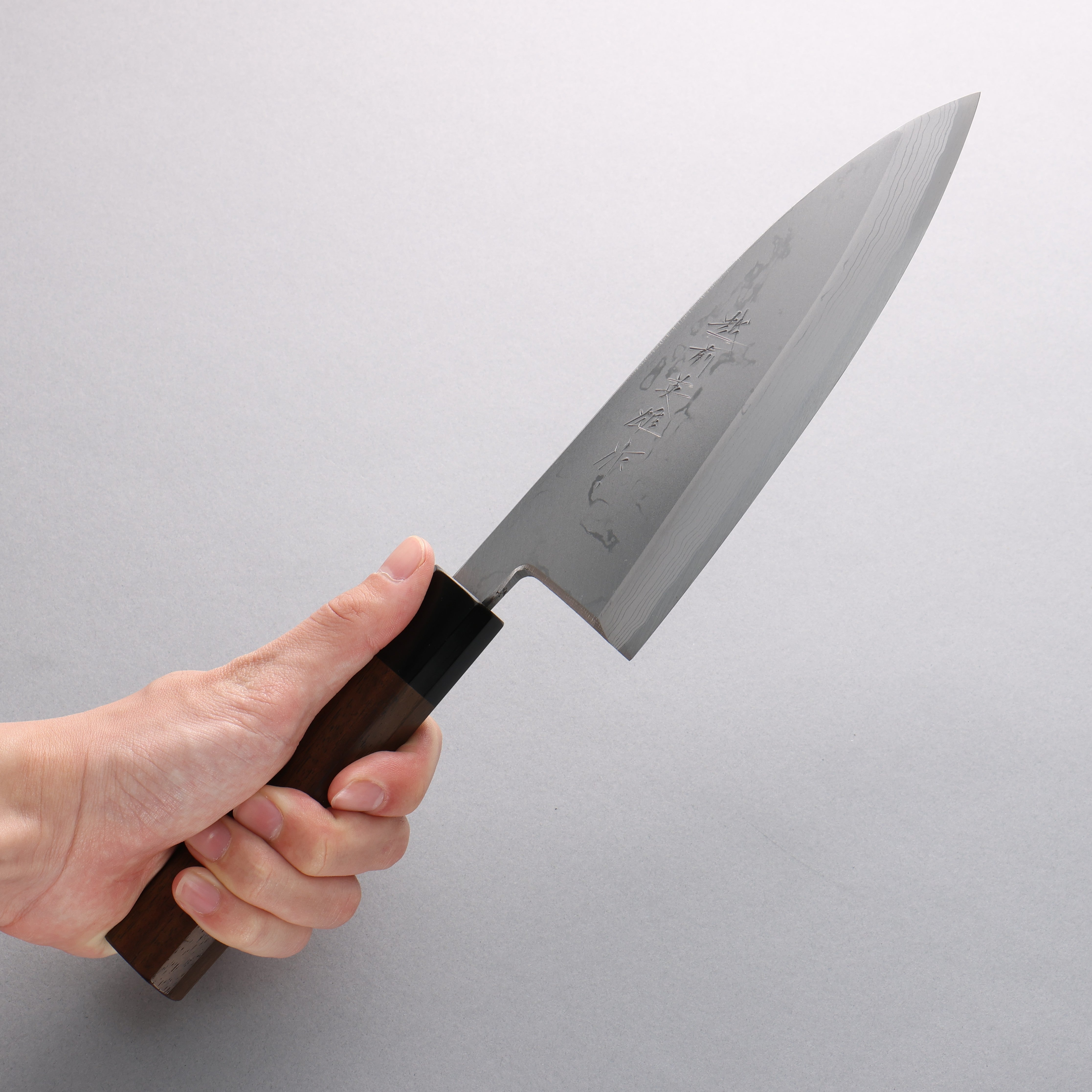 Hideo Kitaoka Blue Steel No.2 Damascus Deba Japanese Chef Knife 180mm