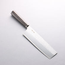  Seisuke VG10 Hammered Nakiri 180mm Charcoal Gray Pakka wood Handle - Seisuke Knife