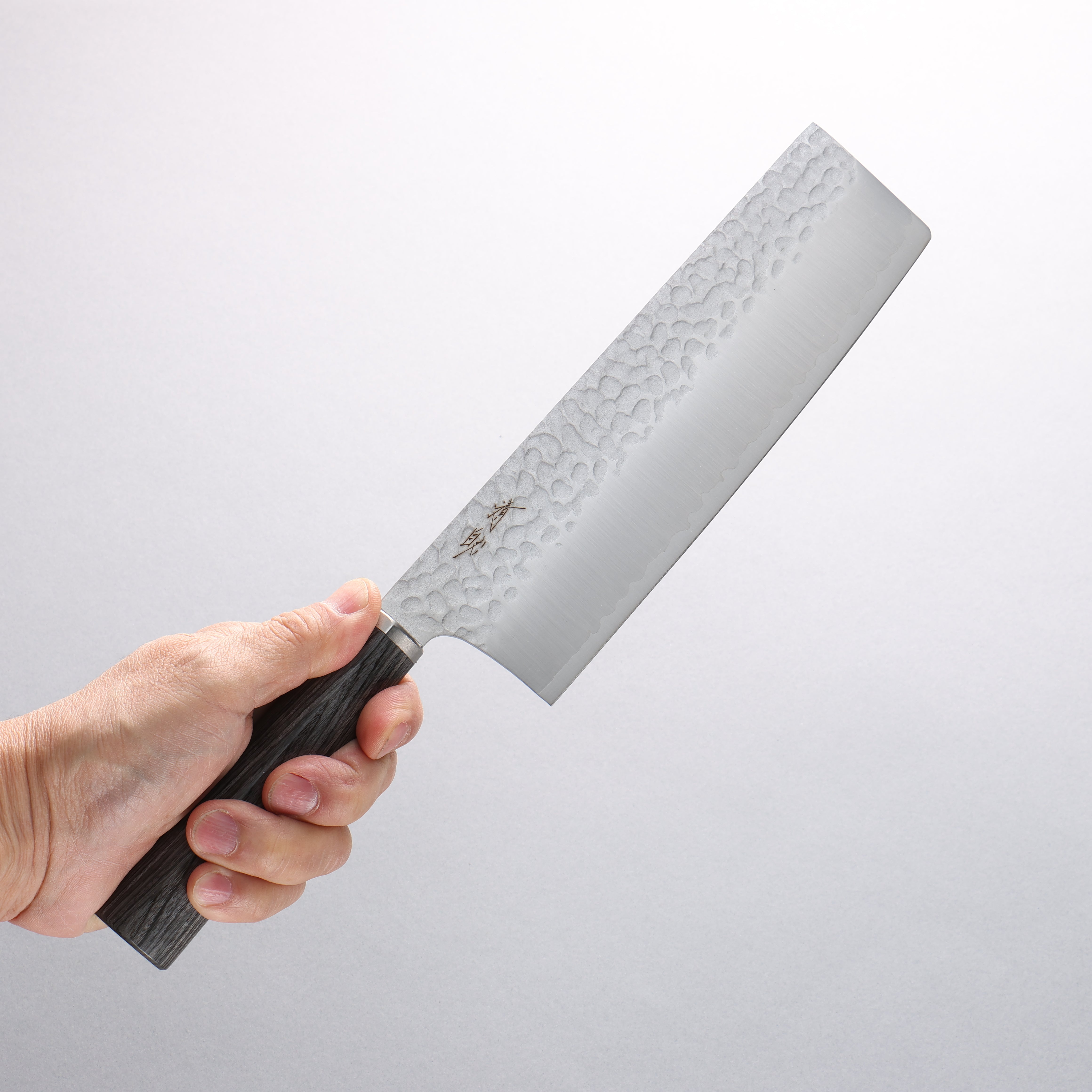 Seisuke VG10 Hammered Nakiri 180mm Charcoal Gray Pakkawood Handle - Seisuke Knife