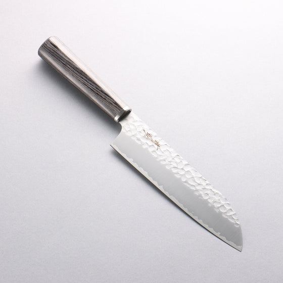 Seisuke VG10 Hammered Santoku 165mm Charcoal Gray Pakkawood Handle - Seisuke Knife