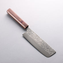  Yoshimi Kato VG10 Black Damascus Nakiri 165mm Rosewood (Red Turquoise Ring) Handle - Seisuke Knife