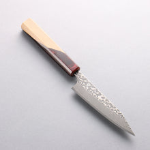  Yoshimi Kato SG2 Black Damascus Kiritsuke Petty-Utility 120mm Olive Tree and Red Resin Handle - Seisuke Knife