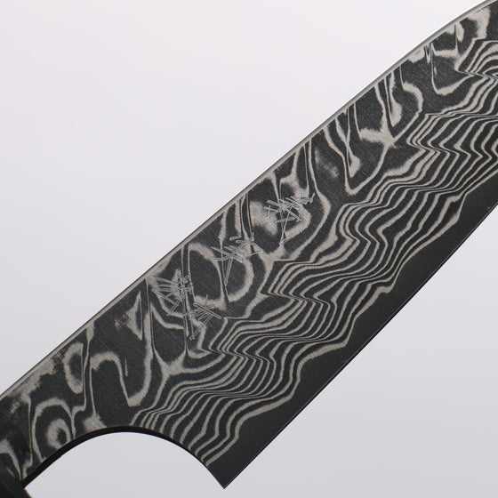 Yoshimi Kato SG2 Black Damascus Petty-Utility 80mm Olive Tree and Black/White Marble Resin Handle - Seisuke Knife