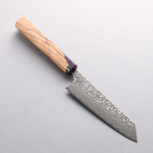  Yoshimi Kato SG2 Black Damascus Small Bunka 130mm Olive Tree and Blue Resin Handle - Seisuke Knife