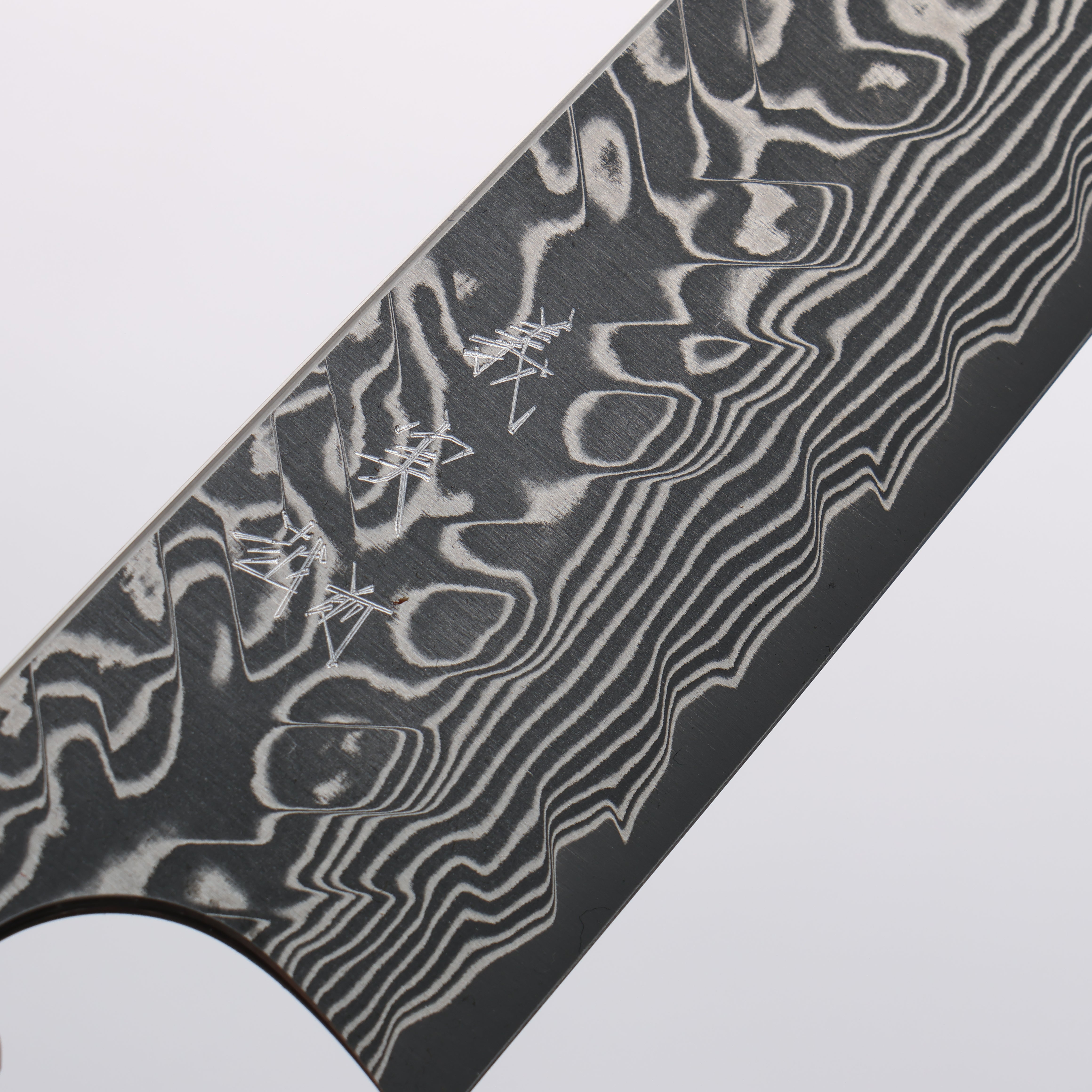 Yoshimi Kato SG2 Black Damascus Small Bunka 130mm Olive Tree and Blue Resin Handle - Seisuke Knife