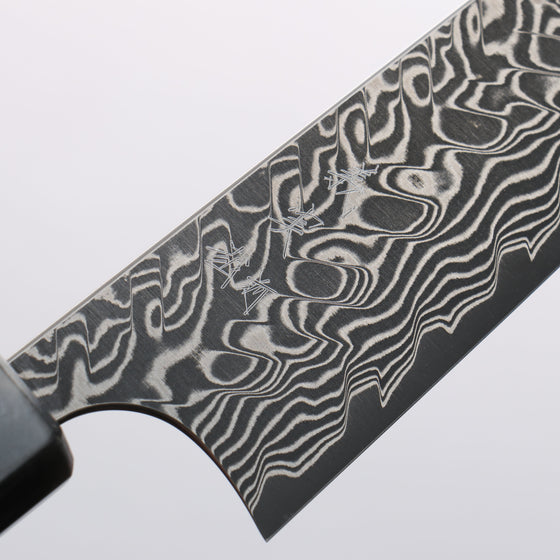 Yoshimi Kato SG2 Black Damascus Small Bunka 130mm Olive Tree and Black/White Marble Resin Handle - Seisuke Knife