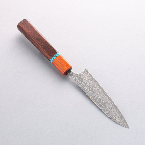 Yoshimi Kato SG2 Black Damascus Petty-Utility 120mm Rosewood (Turquoise Ring) Handle - Seisuke Knife