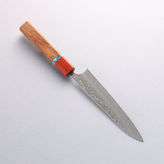 Yoshimi Kato SG2 Black Damascus Petty-Utility 150mm Rosewood (Turquoise Ring) Handle - Seisuke Knife