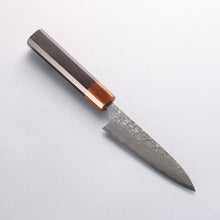  Yoshimi Kato SG2 Damascus Migaki Polish Finish Petty-Utility 120mm Ebony (ferrule: Orange Resin) Handle - Seisuke Knife