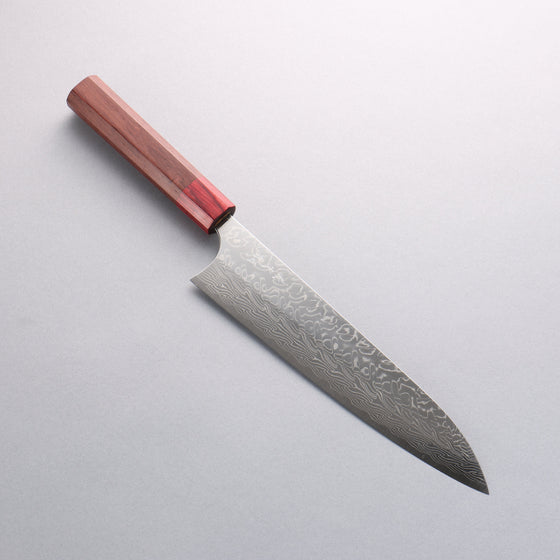 Yoshimi Kato SG2 Damascus Migaki Polish Finish Gyuto 210mm Honduras (ferrule: Red Pakka wood) Handle - Seisuke Knife