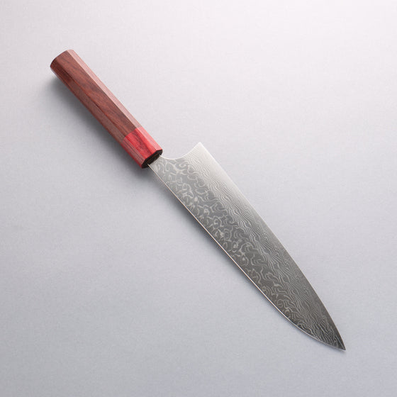 Yoshimi Kato SG2 Damascus Migaki Polish Finish Gyuto 210mm Honduras (ferrule: Red Pakka wood) Handle - Seisuke Knife