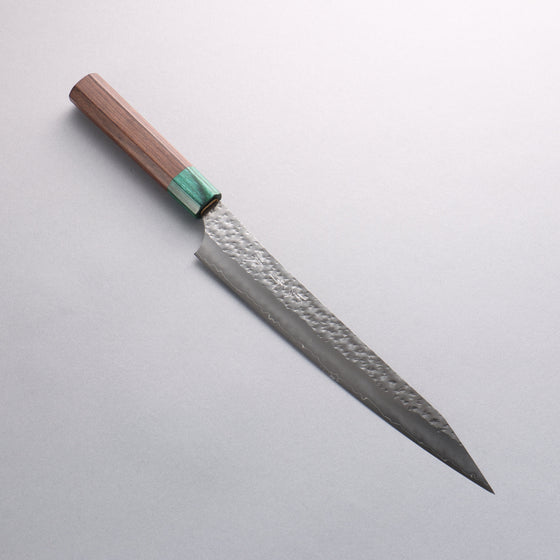 Yu Kurosaki Senko Ei SG2 Hammered Sujihiki 240mm Rosewood (ferrule: Green Pakka wood) Handle - Seisuke Knife