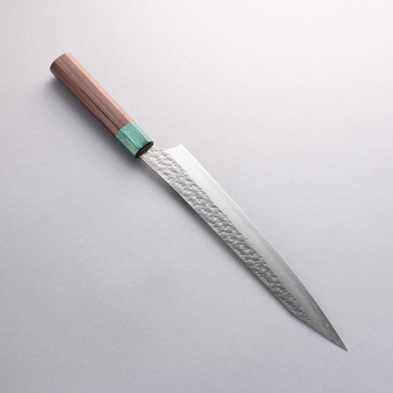 Yu Kurosaki Senko Ei SG2 Hammered Sujihiki 240mm Rosewood (ferrule: Green Pakka wood) Handle - Seisuke Knife