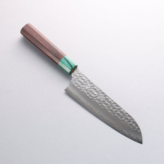 Yu Kurosaki Senko Ryu SG2 Hammered Santoku 170mm Rosewood (ferrule: Green Pakka wood) Handle - Seisuke Knife