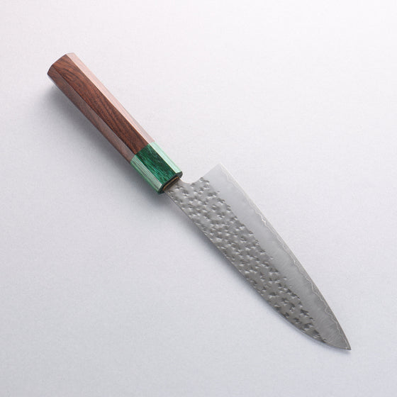 Yu Kurosaki Senko Ryu SG2 Hammered Small Santoku 150mm Rosewood (ferrule: Green Pakka wood) Handle - Seisuke Knife